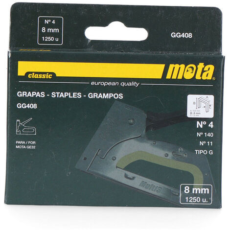 Agrafes MOTA n°4 de 8 mm 1000 unités. Épaisseur 1,2 mm GG408 (1/2)