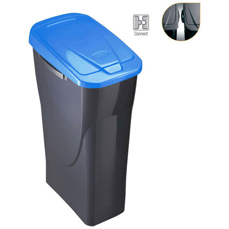 Seau Ecobin 25l bleu pour tri sélectif – Couvercle hermétique – Plastique recyclé – Dimensions 21,5 x 36 x 51 cm – Mondex