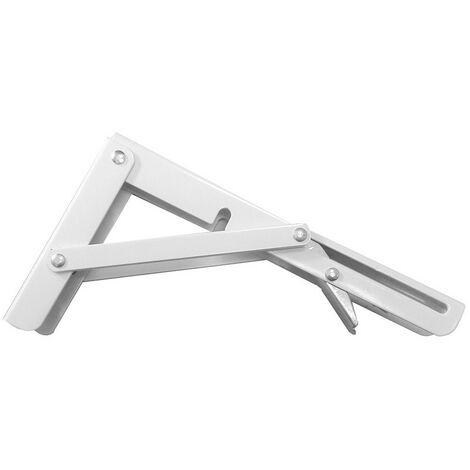 Équerre abat-plan pliant en acier blanc 11x20cm – Haute résistance pour supports solides – Épaisseur 2cm – Poids max 200kg (1/5)