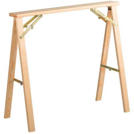 Tréteau pliable en bois de pin massif – Dimensions 73,5 x 79,5 x 40 cm – Charge maximale 250 kg – Finition brute certifiée PEFC – Astigarraga