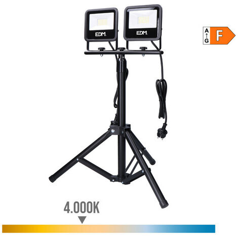 Projecteur Led Avec Trépied 2x30w 2x2370lm 4000k Daylight Noir Série Edm