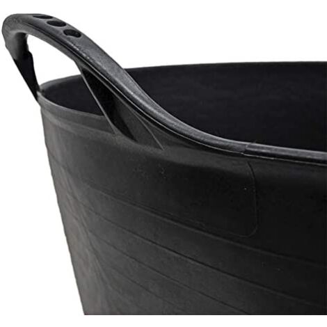 Seau Tubtrugs Noir 25 Litres - Plastique Recyclé Solide, 2 Poignées - Pour Jardin, Bricolage