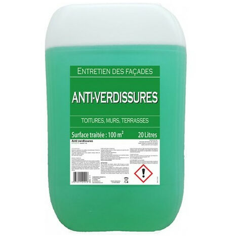 Antimousse 20L pour toiture et murs – Action curative contre mousses et lichens – Prêt à l'emploi – Surface traitée 25m² – Phebus (1/4)