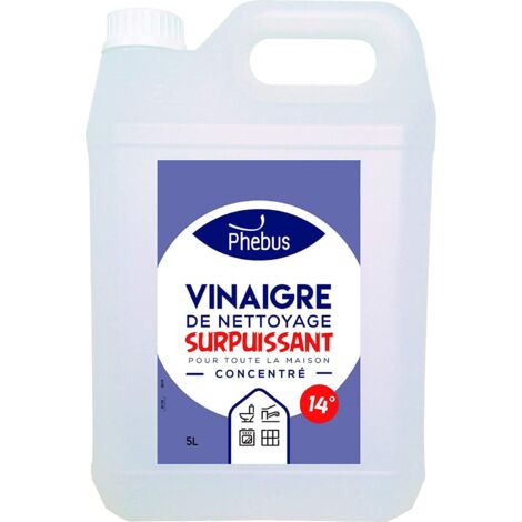 Vinaigre blanc 14° 5L – Nettoyant et détartrant naturel – Pour surfaces vitrées et sanitaires – Élimine les taches tenaces – Phebus (1/5)