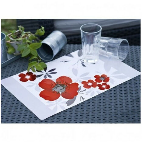 Calitex Lot De 6 Sets De Table PVC - Design Coquettes - 44x28 Cm - Rouge - Imperméables Et Antidérapants
