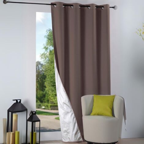 Homemaison – Rideau occultant thermique 135x240 cm – 100% polyester – Doublure technique argentée pour protection été – 8 œillets ronds