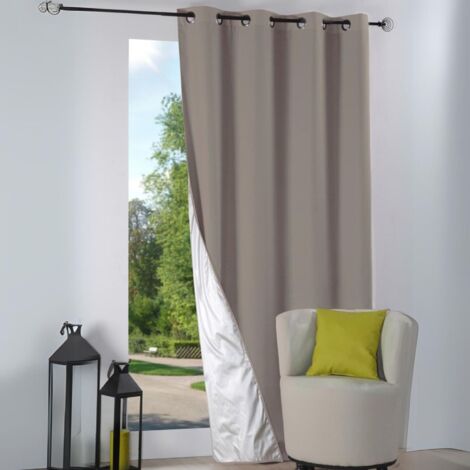 Homemaison – Rideau occultant thermique isolant 135x240 cm – 100% polyester – Doublure argentée pour été et hiver – 8 œillets ronds canon de fusil (1/5)