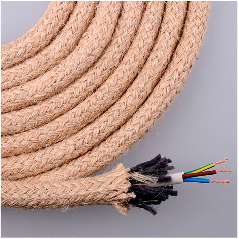 Textilkabel Für Lampen – 3x0,75 Mm² In Jute-Optik, 10 Meter – Made In Italy, Für Vintage- & Retro-Leuchten