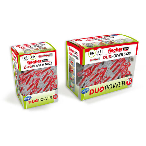 Fischer – Bouchon Duopower 10x50 mm 536388 – Lot de 25 unités – Pour béton, brique, plaques de plâtre – Fixation sécurisée et verrouillage - 25uds (1/3)