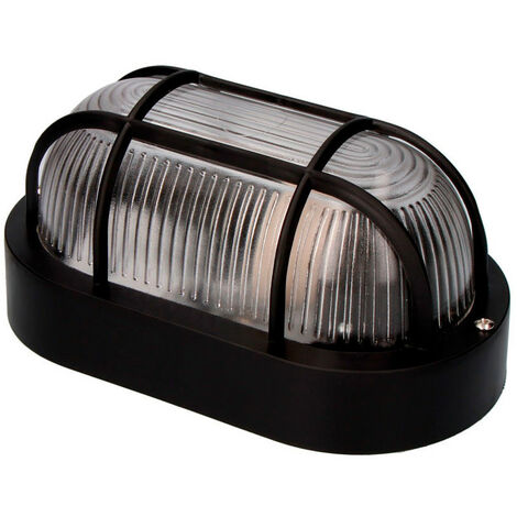 Applique extérieure ovale IP54 noire – Culot E27 40W – Dimensions 11,4x20,2x10 cm – Plastique et verre – Installation facile - 1xe27 (1/6)