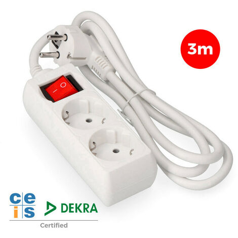 Multi-prise 2 Bases Schuko + Interrupteur 3m 3x1,5mm Edm (1/3)