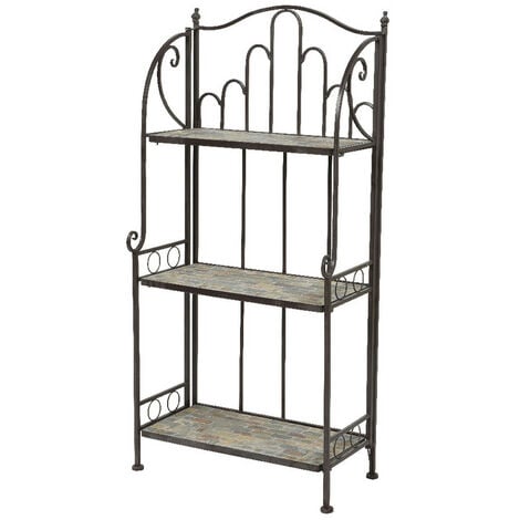 Étagère Métal/Mosaïque Couleur : Marron 58x32x125cm Modèle Stuttgard Pour Extérieur