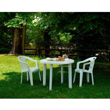 Table Ronde Pour L'extérieur. Couleur: Blanc Ø90x72cm Ipae Progarden