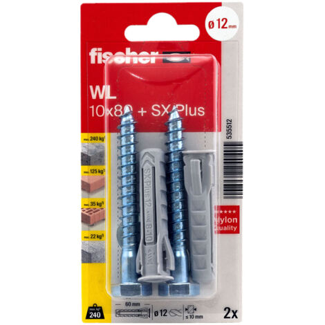 Bouchons à vis FISCHER WL 10x80mm - Blister 2 unités 535512