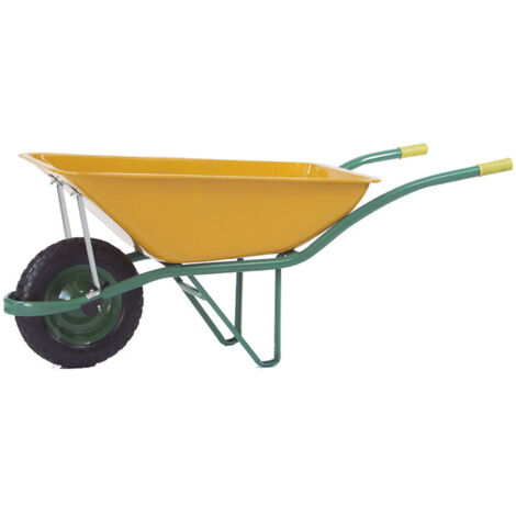 Altrad – Brouette 90L en acier galvanisé – Châssis renforcé – Roues gonflables tout-terrain – Pour jardinage et chantiers légers (1/3)