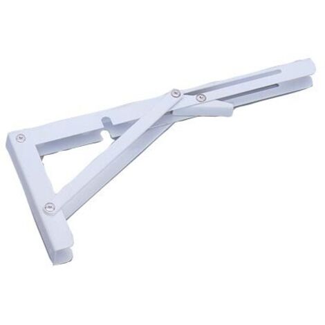 Console pliante Ekmatic 300 mm – Acier laqué blanc – Charge max 50 kg par paire – Angle d'utilisation 90° – Strauss Vonderweidt (1/4)