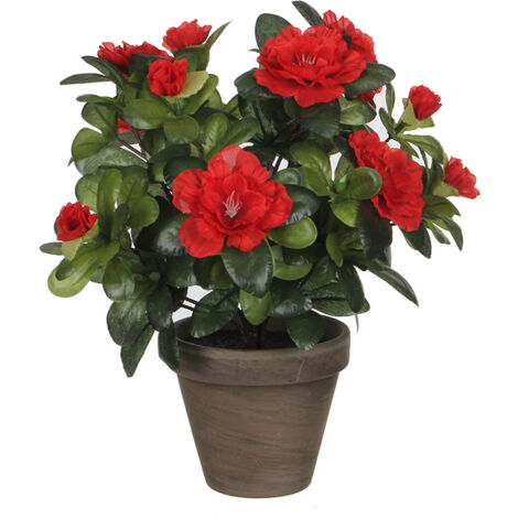 Azalée Artificielle Rouge Réalisme Saisissant Sans Entretien - Mica Decorations