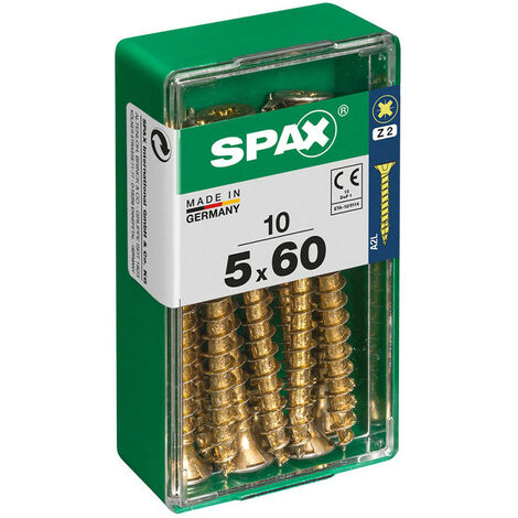 Boîte 10 Unités. Vis A Bois Spax Cab. Plat Yellox 5.0x60mm Spax