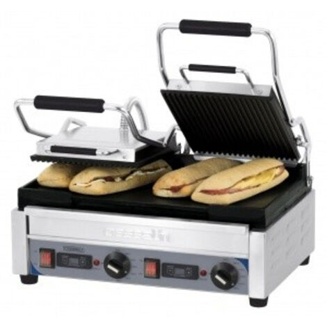 Grill Panini Double Premium Rainurée - Lisse Avec Minuteur - Casselin