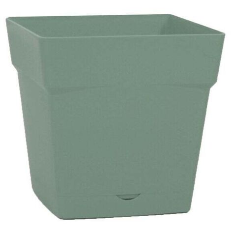 Pot de fleur Toscane avec soucoupe 24,8 x 24,8 x 24 cm carré - 10 litres - vert laurier - EDA