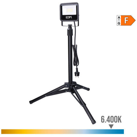 Projecteur Led Avec Trépied 30w 2370lm 6400k Lumière Froide Noire Série Edm (1/3)