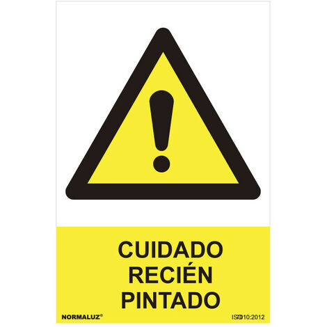Panneau Peinture Fraîche Espagnol Signalisation Danger Bilingue - Normaluz (1/3)