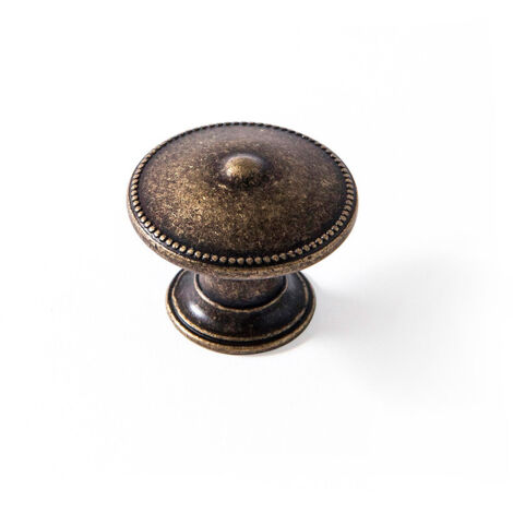 Lot 4 Boutons Ronds Pour Meuble Métal Vieux Laiton Mod.3121 ø30mm. Rei (1/5)