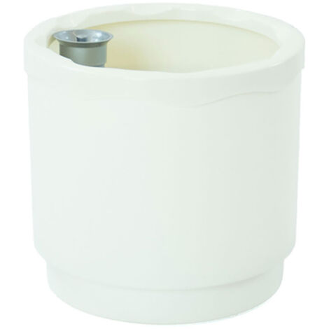 Jardinière Auto-irrigante Blanche ø22cm Arrosage Autonome, Design épuré - Plastiken