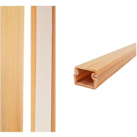 EDM – Goulotte d'installation adhésif électrique 2m – Dimensions 12,7x11mm – Pour bois clair – Installation facile et esthétique