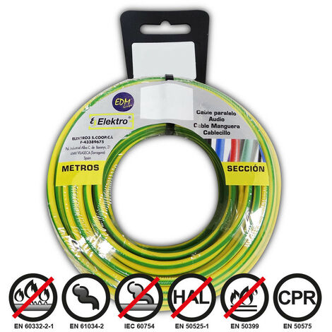Fil électrique Flexible 4mm Bicouleur 10m Sécurité Optimale, Flexibilité Et Conformité Sans Halogène - Edm (1/3)