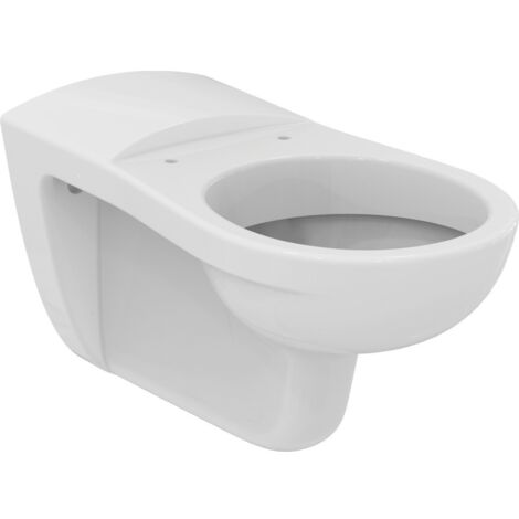Porcher – Cuvette pour WC suspendu rallongée en porcelaine vitrifiée – Dimensions 70 x 35,5 cm – Adaptée PMR – Bride ouverte, plage arrière surélevée (1/6)