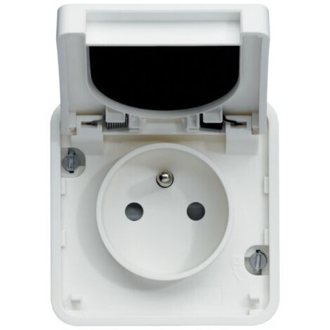 Hager – Prise étanche composable 2P+T blanc IP55 – Pour chantiers humides – Matériau polypropylène – Cubyko