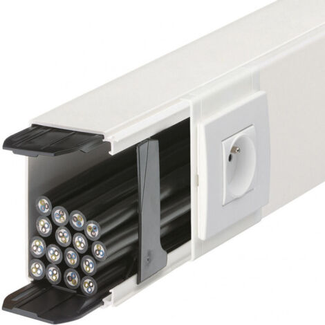 Hager – Goulotte électrique PVC 40x90mm – Longueur 2,00m – Installation discrète pour câbles – Inclus 2 éclisses et 4 agrafes - Lff40090