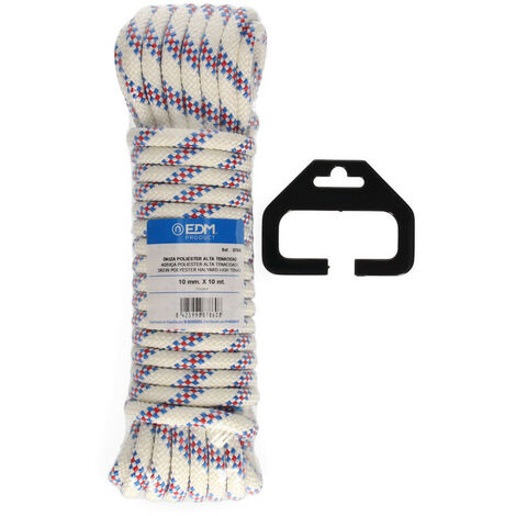 Drisse Polyester Tricolore 10mm Drisse Haute Ténacité, Polyester, Tricolore, 10mm X 10m - Edm