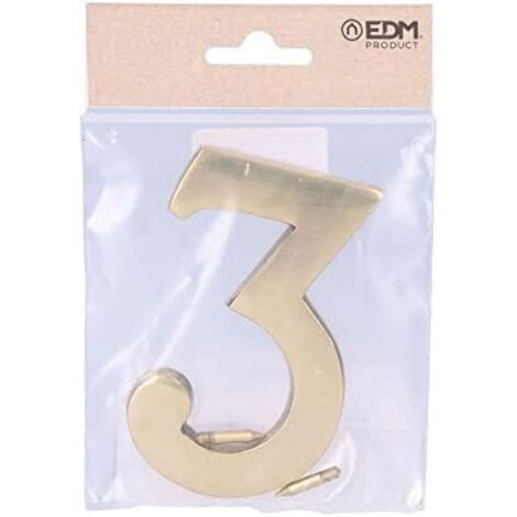 Numéro 3 Laiton Poli 10cm Fixation Invisible EDM