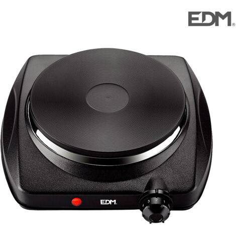 EDM – Plaque électrique compacte 1 feu 1400W – Design noir moderne – Pour petits espaces – Chauffe rapide et efficace