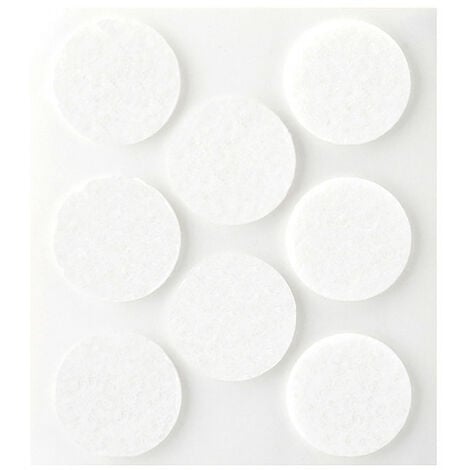 Pack De 8 Patins En Feutre Blanc Synthetiques Adhesifs Diametre