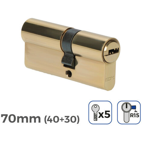 Cylindre en laiton 70mm (40+30mm) Long Cam R15 avec 5 clés de sécurité incluses EDM (1/3)