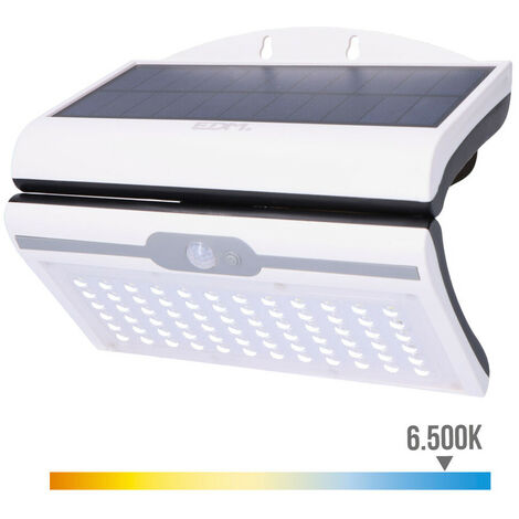 Applique Solaire 6W 430Lm 6 500K Avec Capteur Couleur Blanche Edm.