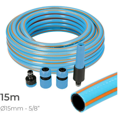 Kit De Tuyau De Jardin Professionnel Intérieur ø15mm Extérieur ø20mm (5/8'') 15m Avec Accessoires Pvc Edm (1/2)