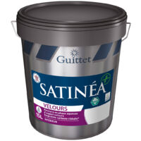 Guittet – Peinture satinée velours blanche 15L – Haute résistance – Ultra-lessivable – Application facile sans traces – Pour murs et plafonds intérieurs