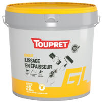 Toupret – Enduit de lissage en pâte 20 kg – Prêt à l'emploi – Forte adhérence sur supports neufs et rénovés – Application facile jusqu'à 5 mm