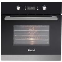 Brandt – Four traditionnel BFC8500X – 9 modes de cuisson dont gril ventilé et ECO – Sécurité enfants – Finition verre noir sur inox
