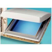 Lanterneau à manivelle blanc opaque 40 x 40 cm – Ouverture 40° – Moustiquaire et store occultant – Pour toit de 25 à 60 mm d'épaisseur