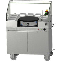 Chariot à crêpière 40 amovible – Acier inoxydable – Vitre de protection en verre trempé – Crêpière électrique Ø400 mm – Placard chauffant L 800 x P 510 x H 240 mm – Casselin