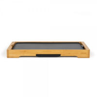 Plancha grill bambou 1800W – Surface de cuisson antiadhésive – Thermostat réglable – Châssis en bambou naturel – Livoo
