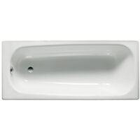 Roca – Baignoire simple 140x70 cm en acier émaillé blanc – Installation encastrée sur pieds à visser – Capacité de rétention de chaleur