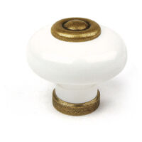 Boite X6 Boutons Metal-porcel D 31mm Vieux Laiton-blanc Ref 2-824 31