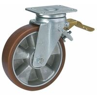 Roue Polyurethane Sur Jante Alu Pivotante A Frein Diam 150h 200