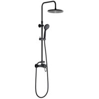 Edouard Rousseau – Colonne de Douche Mécanique SIROCO Noir – Tête Ø 238 mm – Douchette 3 Jets – Bras Télescopique – Flexible 1,50 m – Mitigeur à Cartouche Céramique avec Bouton Éco-Stop